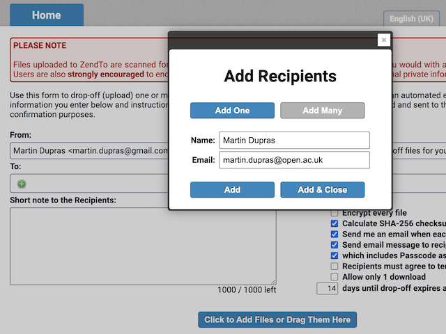 add recipient